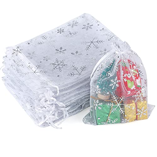 jijAcraft Organzasäckchen Weihnachten Groß, Weihnachten Organza Beutel 13 x 18 CM Weiß, 50 Stück Schneeflocke Organza Beutelchen mit Kordelzug, Bonbons Geschenk Schmuckbeutel jijAcraft Organzasäckchen Weihnachten Groß, Weihnachten Organza Beutel 13 x 18 CM Weiß, 50 Stück Schneeflocke Organza Beutelchen mit Kordelzug, Bonbons Geschenk Schmuckbeutel von jijAcraft