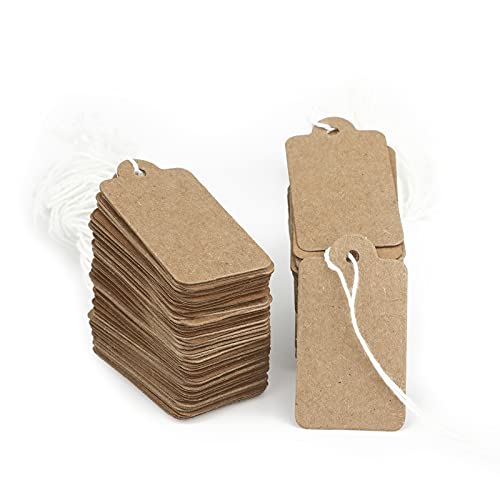 jijAcraft Preisschilder Hängeetiketten Markierungsetiketten mit Faden (500 Stück Braun, 25mm*45mm) von jijAcraft
