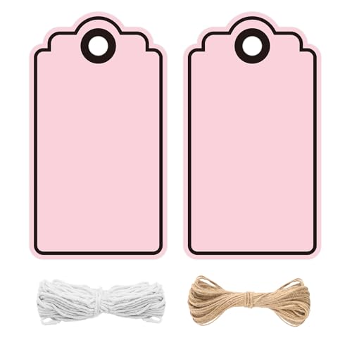 jijAcraft Rosa Geschenkanhänger mit Schwarz Kante: 5 x 9cm Papier Anhänger zum Beschriften 100 Stück Kraftpapier Etiketten Tags mit Loch und Schnur für Hochzeit, Party,Weihnachten jijAcraft Rosa Geschenkanhänger mit Schwarz Kante: 5 x 9cm Papier Anhänger zum Beschriften 100 Stück Kraftpapier Etiketten Tags mit Loch und Schnur für Hochzeit, Party,Weihnachten von jijAcraft