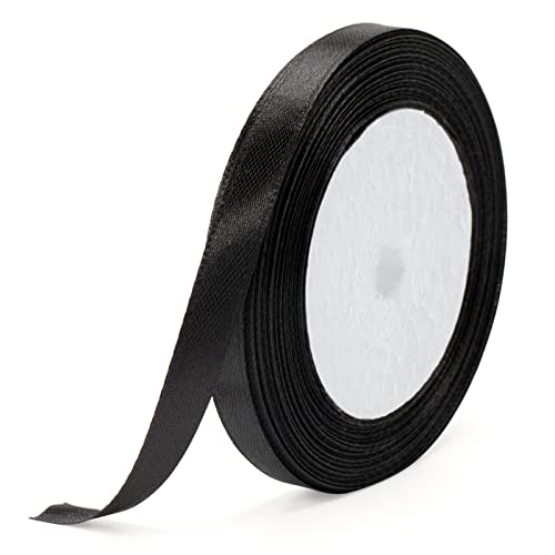 JijAcraft Satinband Schwarz 10mm Schleifenband für Dekoration, Hochzeit, Weihnachten, Halloween - 22m Dekoband, Geschenkband für Taufe, Geschenkverpackung von jijAcraft