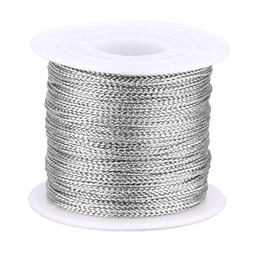 jijAcraft 100M Silber Schnur, 1mm Metallic Kordel Silber, Silberfaden DIY Bastelschnur für für Basteln, Geschenkverpackung, Hochzeit, Weihnachts Dekoration von jijAcraft