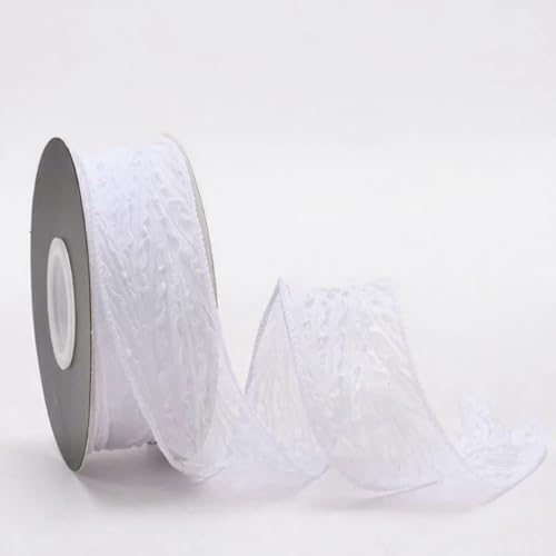 jijAcraft Weiß 4cm Organzaband mit Falten: Schleifenband Hochzeit Organza Geschenkband zum Rosen 9m Transparentes Chiffon Band zum Schleifen für Basteln Geschenkverpackung Party von jijAcraft