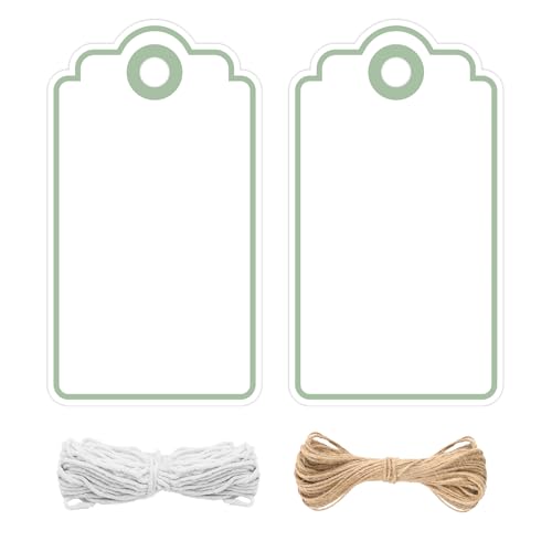 jijAcraft Weiß Geschenkanhänger mit Hellgrün Kante: 5 x 9cm Papier Anhänger zum Beschriften 100 Stück Kraftpapier Etiketten Tags mit Loch und Schnur für Hochzeit, Kommunion, Weihnachten jijAcraft Weiß Geschenkanhänger mit Hellgrün Kante: 5 x 9cm Papier Anhänger zum Beschriften 100 Stück Kraftpapier Etiketten Tags mit Loch und Schnur für Hochzeit, Kommunion, Weihnachten von jijAcraft