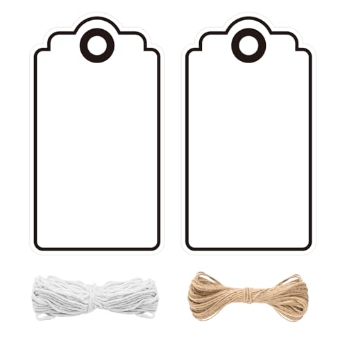 jijAcraft Weiß Geschenkanhänger mit Schwarz Kante: 5 x 9cm Papier Anhänger zum Beschriften 100 Stück Kraftpapier Etiketten Tags mit Loch und Schnur für Hochzeit, Kommunion, Weihnachten jijAcraft Weiß Geschenkanhänger mit Schwarz Kante: 5 x 9cm Papier Anhänger zum Beschriften 100 Stück Kraftpapier Etiketten Tags mit Loch und Schnur für Hochzeit, Kommunion, Weihnachten von jijAcraft