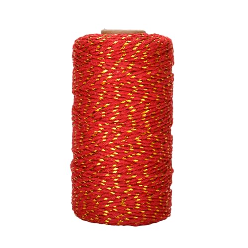 jijacraft 100M Goldene und Rot Weihnachtsschnur 2MM Rot Baumwollschnur Kordel Bindfaden Bastelschnur für Handwerk Geschenkeverpacken Gartenarbeit jijacraft 100M Goldene und Rot Weihnachtsschnur 2MM Rot Baumwollschnur Kordel Bindfaden Bastelschnur für Handwerk Geschenkeverpacken Gartenarbeit von jijAcraft