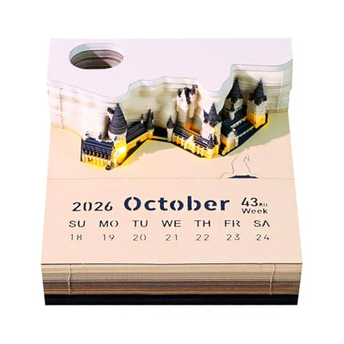3D Schloss Notizblock Kalender, 2026 Schreibtischkalender Memoblock mit Lichtern, Zeitmesser Papier Schreibtischkalender Schnitzen für Zuhause 3D Schloss Notizblock Kalender, 2026 Schreibtischkalender Memoblock mit Lichtern, Zeitmesser Papier Schreibtischkalender Schnitzen für Zuhause von jileijar