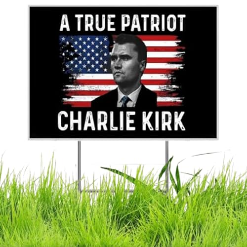 Charlie Kirk A True Patriot Pray Justice Assassination, Charlie Kirk Memorial Yard Schild, doppelseitiges Freedom Merch Yard Schild Outdoor Rasen Garten Schild mit Metallpfahl Charlie Kirk A True Patriot Pray Justice Assassination, Charlie Kirk Memorial Yard Schild, doppelseitiges Freedom Merch Yard Schild Outdoor Rasen Garten Schild mit Metallpfahl von jileijar
