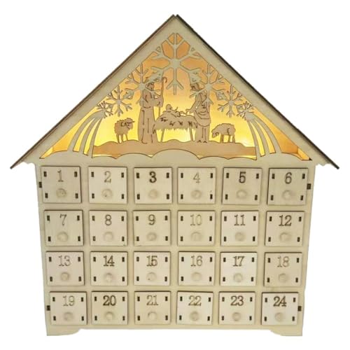 Weihnachts-Adventskalender aus Holz mit 24 Schubladen, 2025 neue leere Adventsschublade, Holz zum Befüllen des Kalenderzählers Weihnachts-Adventskalender aus Holz mit 24 Schubladen, 2025 neue leere Adventsschublade, Holz zum Befüllen des Kalenderzählers von jileijar