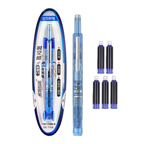 jileijar Füllfederhalter, einziehbar: 0,38 mm, blau und schwarz, inklusive 5 Patronen, Medium für Smoo Ink nachfüllbare Feder, jileijar Füllfederhalter, einziehbar: 0,38 mm, blau und schwarz, inklusive 5 Patronen, Medium für Smoo Ink nachfüllbare Feder, von jileijar