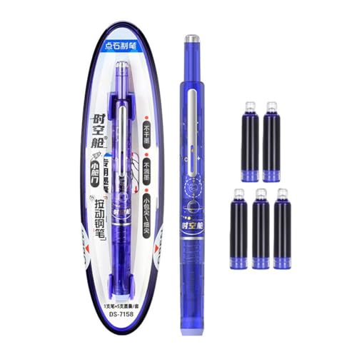 jileijar Füllfederhalter, einziehbar: 0,38 mm, blauer und schwarzer Tintenschaft inklusive Patronen, mittlere nachfüllbare 5 Tinten für Smoo Nib, jileijar Füllfederhalter, einziehbar: 0,38 mm, blauer und schwarzer Tintenschaft inklusive Patronen, mittlere nachfüllbare 5 Tinten für Smoo Nib, von jileijar