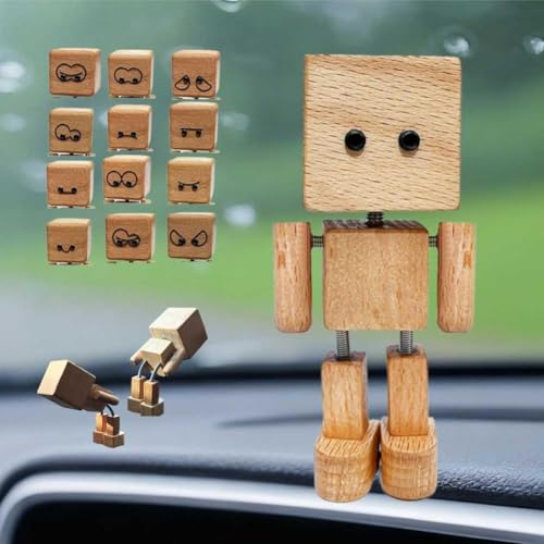 jileijar Holzfigur, handgefertigte Puppe mit Schaukelfüßen, für Auto, Aromatherapie, ätherisches Ornament, Dekoration, Holzstück, Öl von jileijar