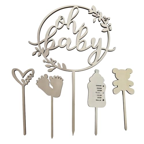 5 Stück Oh Baby Cake Topper Holz, Junge Mädchen Party Kuchen Geburtstag Neutral Dekoration Babyparty Deko für Baby Shower Dusche Eine Windeltorte Gender Reveal Cupcake Geburtstagstorte Partydeko 5 Stück Oh Baby Cake Topper Holz, Junge Mädchen Party Kuchen Geburtstag Neutral Dekoration Babyparty Deko für Baby Shower Dusche Eine Windeltorte Gender Reveal Cupcake Geburtstagstorte Partydeko von jinduodf