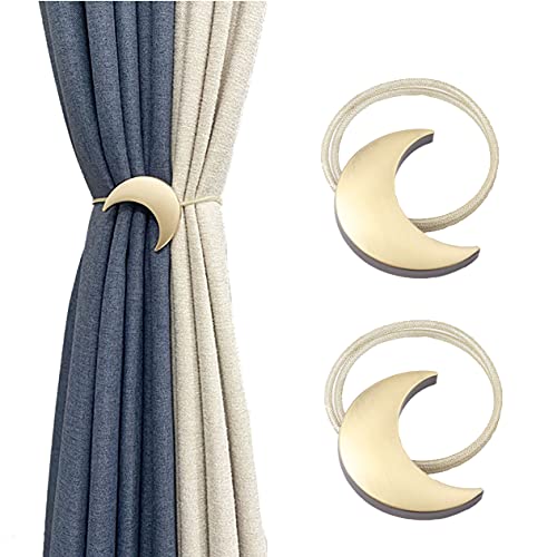 Magnetische Vorhang-Raffhalter, Metall, Mond, Vorhang-Clips, Seilhalter, Kunst, Meniskus, Gold, Fenster, Vorhang, Raffhalter, Paar für Zuhause, Büro, dekorative Vorhänge von jingewell