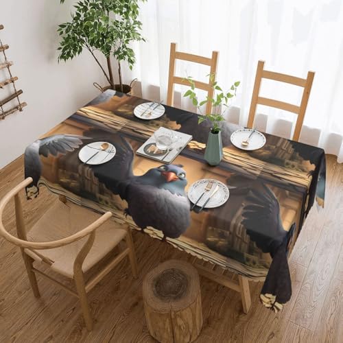Quadratische Tischdecke mit Cartoon-Taubenmotiv, geeignet für Couchtische, Küchen, Restaurants und Schreibtisch-Dekoration von jingong