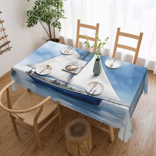 jingong Blaue Tischdecke mit Segelboot, quadratisch, passend für Couchtische, Küchen, Restaurants und Schreibtisch-Dekoration jingong Blaue Tischdecke mit Segelboot, quadratisch, passend für Couchtische, Küchen, Restaurants und Schreibtisch-Dekoration von jingong