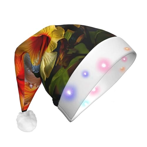 jingong Blühende Hibiskusblumen Weihnachtsmannmützen Erwachsene, Unisex Weihnachten Nikolausmütze mit Flanell, Nikolausmützen für Urlaub Kostüm Partys jingong Blühende Hibiskusblumen Weihnachtsmannmützen Erwachsene, Unisex Weihnachten Nikolausmütze mit Flanell, Nikolausmützen für Urlaub Kostüm Partys von jingong