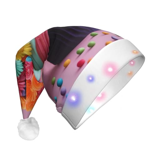 jingong Bunte Cupcake-Weihnachtsmannmütze mit Regenbogenblumen, für Erwachsene, Unisex, Weihnachtsmannmütze mit Flanell, Weihnachtsmannmützen für Urlaub, Kostümpartys jingong Bunte Cupcake-Weihnachtsmannmütze mit Regenbogenblumen, für Erwachsene, Unisex, Weihnachtsmannmütze mit Flanell, Weihnachtsmannmützen für Urlaub, Kostümpartys von jingong