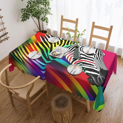 jingong Bunte Regenbogen-Zebren-Tischdecke, quadratisch, geeignet für Couchtische, Küchen, Restaurants und Schreibtisch-Dekoration jingong Bunte Regenbogen-Zebren-Tischdecke, quadratisch, geeignet für Couchtische, Küchen, Restaurants und Schreibtisch-Dekoration von jingong