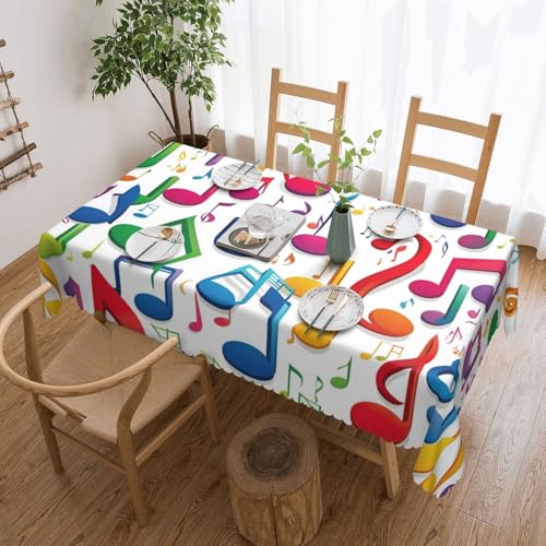 jingong Bunte Tischdecke mit Musiknoten, quadratisch, passend für Couchtische, Küchen, Restaurants und Schreibtisch-Dekoration von jingong