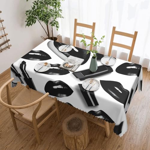 jingong Coole schwarze Lippenstift-Lippen-Tischdecke, quadratisch, geeignet für Couchtische, Küchen, Restaurants und Schreibtisch-Dekoration jingong Coole schwarze Lippenstift-Lippen-Tischdecke, quadratisch, geeignet für Couchtische, Küchen, Restaurants und Schreibtisch-Dekoration von jingong