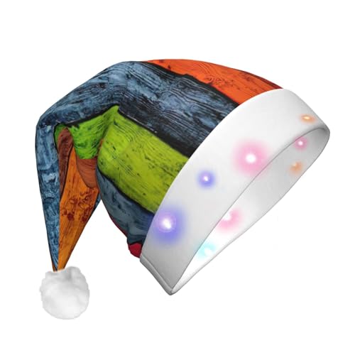 jingong Farbe Holz Nikolausmützen Erwachsene, Unisex Weihnachten Nikolausmütze mit Flanell, Nikolausmützen für Urlaub Kostüm Partys von jingong