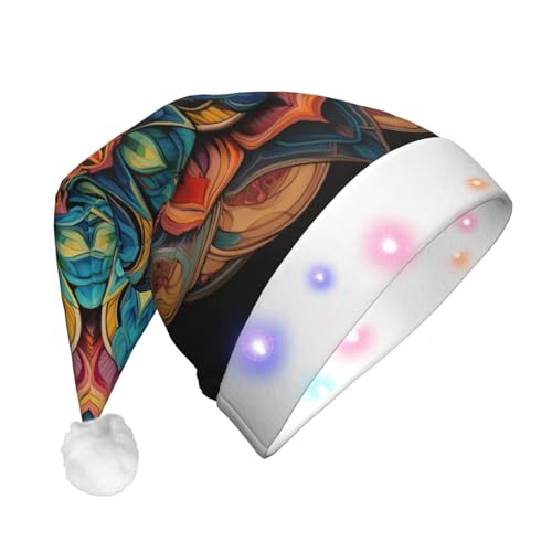 jingong Medaillon Multi Weihnachtsmannmützen Erwachsene, Unisex Weihnachten Nikolausmütze mit Flanell, Weihnachtsmannmützen für Urlaub Kostüm Partys von jingong