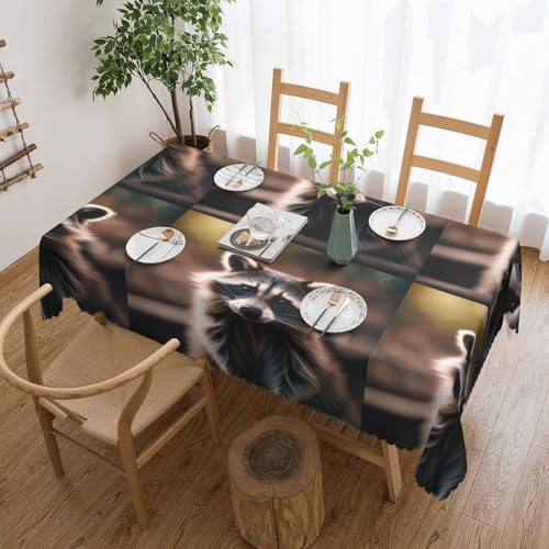 jingong Niedlicher Waschbär (1) quadratische Tischdecke, passend für Couchtische, Küchen, Restaurants und Schreibtisch-Dekoration von jingong