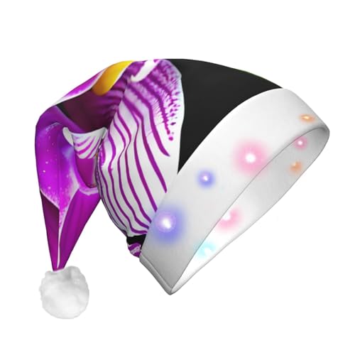 jingong Orchidee Blume Santa Hüte Erwachsene Unisex Weihnachten Nikolausmütze mit Flanell Nikolausmützen für Urlaub Kostüm Partys von jingong