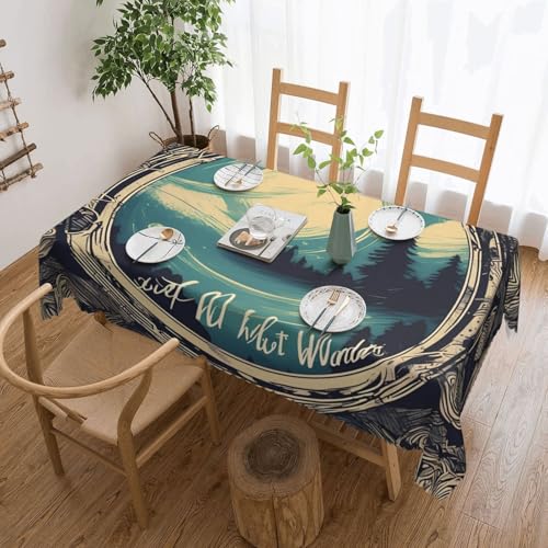 jingong Quadratische Tischdecke "Not All Who Wander Are Lost", geeignet für Couchtische, Küchen, Restaurants und Schreibtisch-Dekoration von jingong