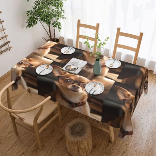 jingong Quadratische Tischdecke mit Chihuahua-Brille für Couchtische, Küchen, Restaurants und Schreibtisch-Dekoration jingong Quadratische Tischdecke mit Chihuahua-Brille für Couchtische, Küchen, Restaurants und Schreibtisch-Dekoration von jingong