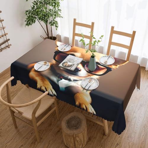 jingong Quadratische Tischdecke mit Chihuahua-Brille für Couchtische, Küchen, Restaurants und Schreibtisch-Dekoration jingong Quadratische Tischdecke mit Chihuahua-Brille für Couchtische, Küchen, Restaurants und Schreibtisch-Dekoration von jingong