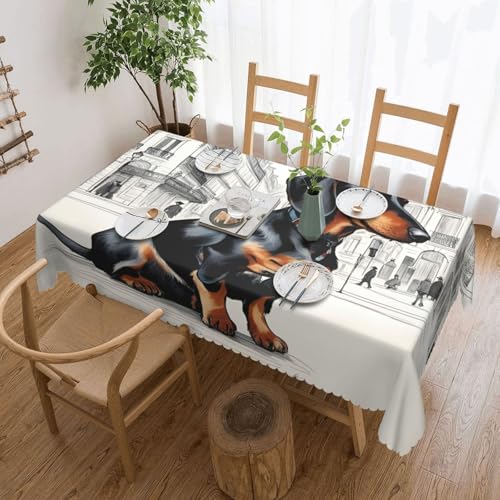 jingong Quadratische Tischdecke mit Pariser Dackel, geeignet für Couchtische, Küchen, Restaurants und Schreibtisch-Dekoration jingong Quadratische Tischdecke mit Pariser Dackel, geeignet für Couchtische, Küchen, Restaurants und Schreibtisch-Dekoration von jingong