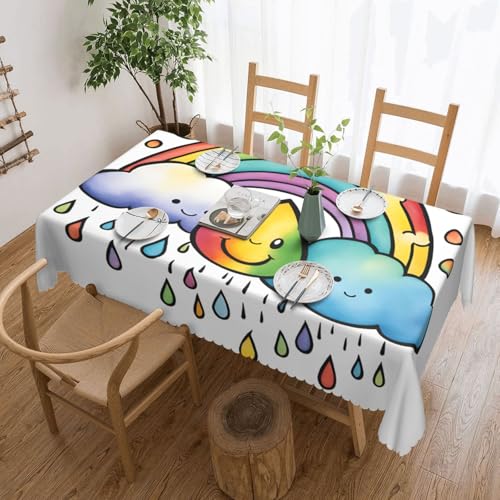 jingong Quadratische Tischdecke mit Regenbogen-Wolken-Regentropfen, geeignet für Couchtische, Küchen, Restaurants und Schreibtisch-Dekoration jingong Quadratische Tischdecke mit Regenbogen-Wolken-Regentropfen, geeignet für Couchtische, Küchen, Restaurants und Schreibtisch-Dekoration von jingong