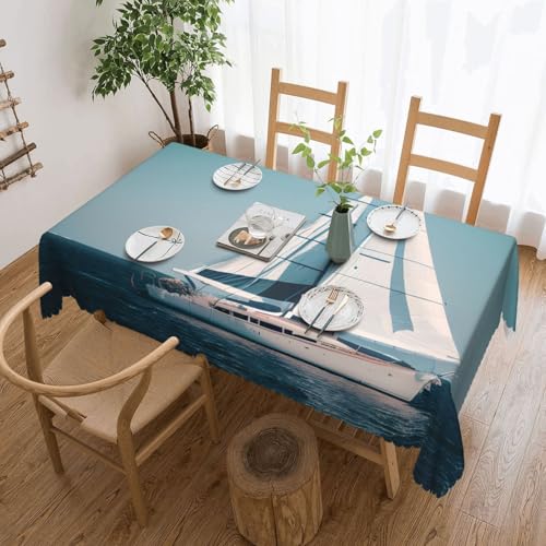 jingong Quadratische Tischdecke mit Segelboot-Schiffslandschaft, geeignet für Couchtische, Küchen, Restaurants und Schreibtisch-Dekoration jingong Quadratische Tischdecke mit Segelboot-Schiffslandschaft, geeignet für Couchtische, Küchen, Restaurants und Schreibtisch-Dekoration von jingong