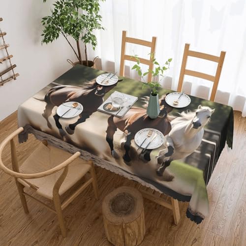 jingong Quadratische Tischdecke mit drei laufenden Pferden, geeignet für Couchtische, Küchen, Restaurants und Schreibtisch-Dekoration jingong Quadratische Tischdecke mit drei laufenden Pferden, geeignet für Couchtische, Küchen, Restaurants und Schreibtisch-Dekoration von jingong
