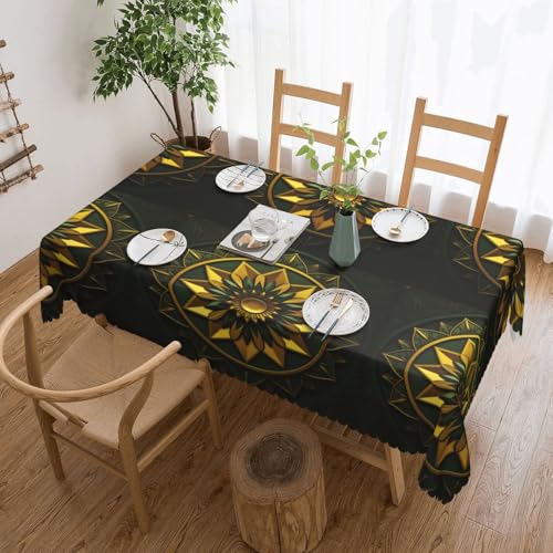 jingong Quadratische Tischdecke mit geometrischem Blumenmuster, geeignet für Couchtische, Küchen, Restaurants und Schreibtisch-Dekoration von jingong
