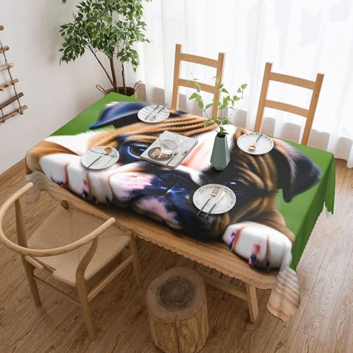 jingong Quadratische Tischdecke mit niedlicher Bulldogge, geeignet für Couchtische, Küchen, Restaurants und Schreibtisch-Dekoration von jingong