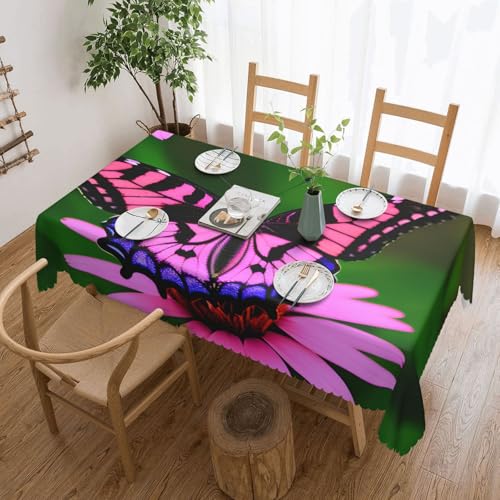 jingong Quadratische Tischdecke mit rosa Blumen und violetten Schmetterlingen, geeignet für Couchtische, Küchen, Restaurants und Schreibtisch-Dekoration jingong Quadratische Tischdecke mit rosa Blumen und violetten Schmetterlingen, geeignet für Couchtische, Küchen, Restaurants und Schreibtisch-Dekoration von jingong