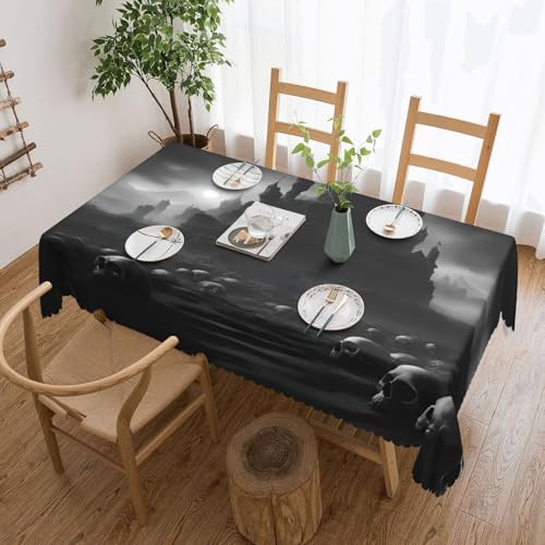 jingong Quadratische Tischdecke mit schwarzen und weißen Totenköpfen, passend für Couchtische, Küchen, Restaurants und Schreibtisch-Dekoration jingong Quadratische Tischdecke mit schwarzen und weißen Totenköpfen, passend für Couchtische, Küchen, Restaurants und Schreibtisch-Dekoration von jingong