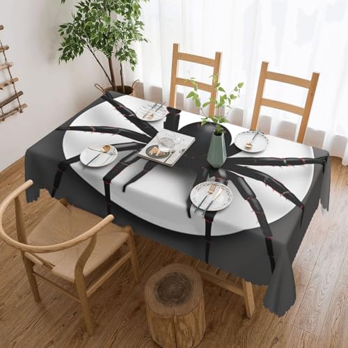 jingong Quadratische Tischdecke mit schwarzer Spinne, geeignet für Couchtische, Küchen, Restaurants und Schreibtisch-Dekoration von jingong