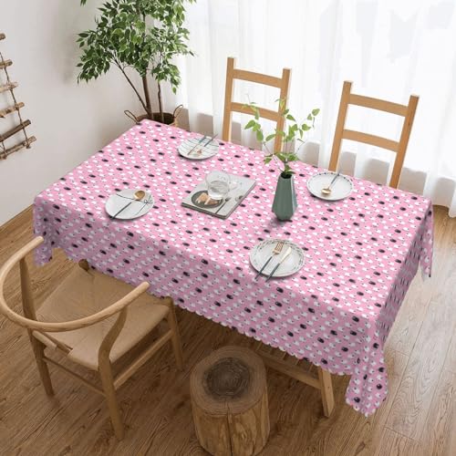 jingong Quadratische Tischdecke mit weißem Schaf auf rotem Hintergrund, geeignet für Couchtische, Küchen, Restaurants und Schreibtisch-Dekoration von jingong