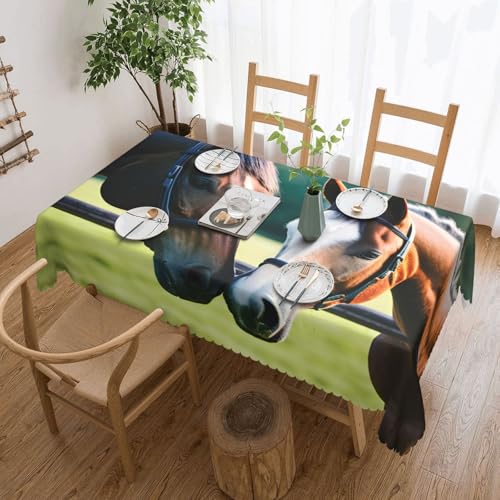 jingong Quadratische Tischdecke mit zwei Pferden, geeignet für Couchtische, Küchen, Restaurants und Schreibtisch-Dekoration jingong Quadratische Tischdecke mit zwei Pferden, geeignet für Couchtische, Küchen, Restaurants und Schreibtisch-Dekoration von jingong