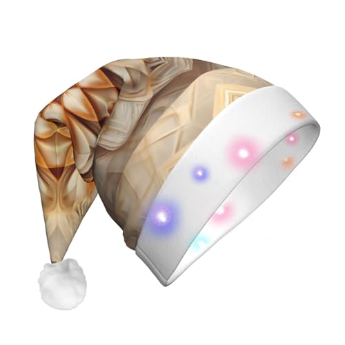 jingong Rechteckige Mandala-Weihnachtsmannmützen für Erwachsene, Unisex, Weihnachtsmannmütze mit Flanell, Weihnachtsmannmützen für Urlaubskostümpartys von jingong