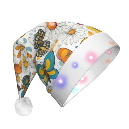 jingong Schmetterling Gänseblümchen Nikolausmützen Erwachsene Unisex Weihnachten Nikolausmütze mit Flanell Nikolausmützen für Urlaub Kostüm Partys jingong Schmetterling Gänseblümchen Nikolausmützen Erwachsene Unisex Weihnachten Nikolausmütze mit Flanell Nikolausmützen für Urlaub Kostüm Partys von jingong