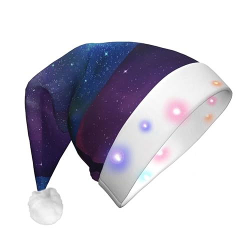 jingong Universum mit Sternen und Galaxie Interstellar Nikolausmützen Erwachsene, Unisex Weihnachten Nikolausmütze mit Flanell, Nikolausmützen für Urlaub Kostüm Partys von jingong