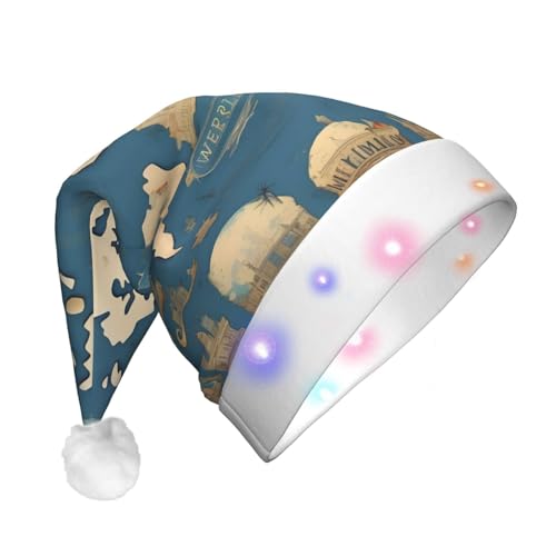 jingong Weltkarte Nikolausmützen Erwachsene, Unisex Weihnachten Nikolausmütze mit Flanell, Nikolausmützen für Urlaub Kostüm Partys jingong Weltkarte Nikolausmützen Erwachsene, Unisex Weihnachten Nikolausmütze mit Flanell, Nikolausmützen für Urlaub Kostüm Partys von jingong