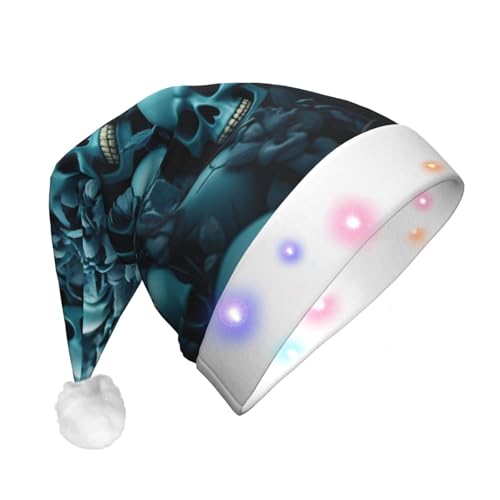 jingong textura calaveras Nikolausmützen Erwachsene, Unisex Weihnachten Nikolausmütze mit Flanell, Nikolausmützen für Urlaub Kostüm Partys von jingong