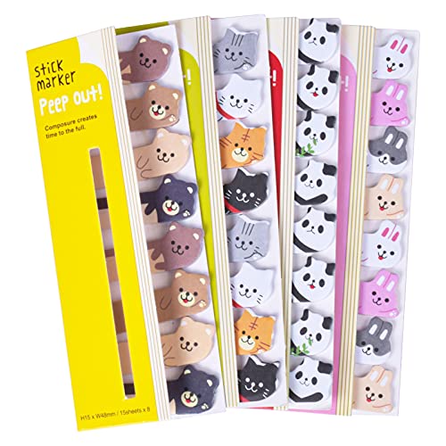Jinlaili Süße Haftnotizen, Kawaii Notizzettel Papier, Cartoon Tiere Aufkleber, Bunt Klein Klebezettel, Mini Memo für den Kühlschrank, Farbe Büronotizen für Schule, Büro Lesezeichen für Schule von Jinlaili
