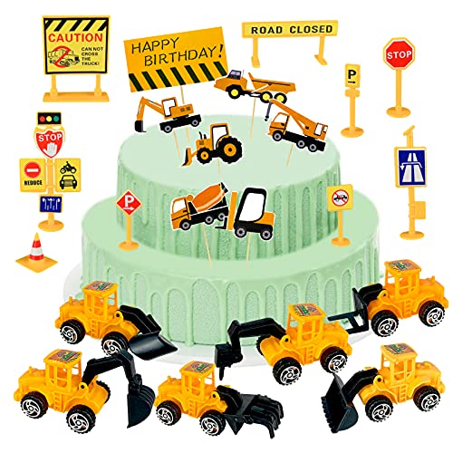 jiuzcare Bagger Tortendeko 22 Stück Bagger Kuchen Deko - 6 Baustellenfahrzeuge Kinder, 9 Verkehrsschilder Spielzeug, 7 Cake Topper Baustelle, Cake Decoration Kuchendeko für Junge Geburtstag jiuzcare Bagger Tortendeko 22 Stück Bagger Kuchen Deko - 6 Baustellenfahrzeuge Kinder, 9 Verkehrsschilder Spielzeug, 7 Cake Topper Baustelle, Cake Decoration Kuchendeko für Junge Geburtstag von jiuzcare