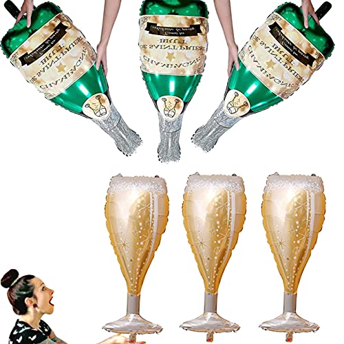 jiuzcare Folienballon Champagner Flasche Heliumballon 6 Stück Luftballon - 3PCS Weinflasche Ballon & 3PCS WeinglasBallon Hochzeit Deko Party Luftballons Geburtstag Selbstdichtender Aluminium Ballon jiuzcare Folienballon Champagner Flasche Heliumballon 6 Stück Luftballon - 3PCS Weinflasche Ballon & 3PCS WeinglasBallon Hochzeit Deko Party Luftballons Geburtstag Selbstdichtender Aluminium Ballon von jiuzcare